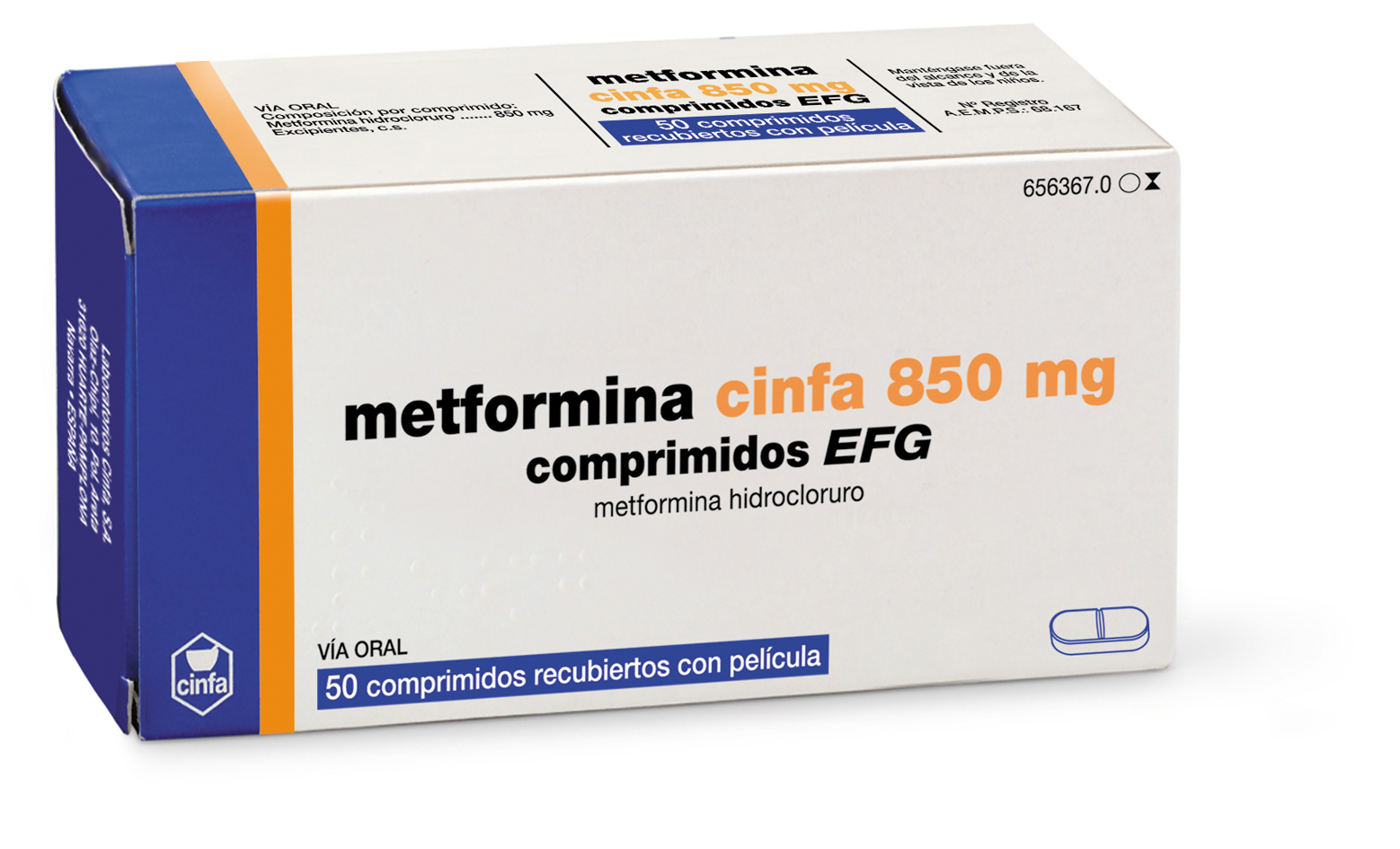 Metformina 850 mg precio españa — sin receta